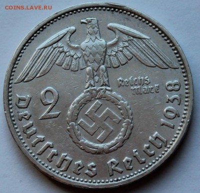 Германия. 3 рейх 2 р.марки 1938. Серебро. - 3