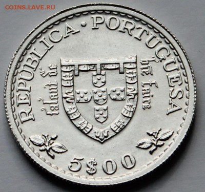 Португалия 5 эскудо 1960. Серебро. - 3