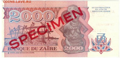 Заир 2000 заиров 1991 Образец до 20.10.14 в 22.00мск (9342) - 1-заирОБР2000
