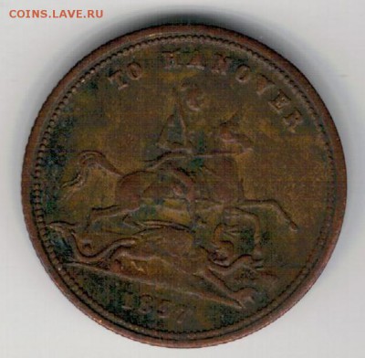 Великобритания жетон "В Ганновер!" 1837 (1862) 20.10-22ч(А91 - 3-1862а