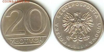 Польша 20 злотых 1988 до 21.00 мск 24.10.14 - Польша 20 злотых 1988