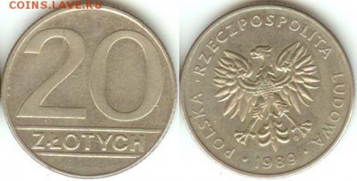 Польша 20 злотых 1989 до 21.00 мск 24.10.14 - Польша 20 злотых 1989