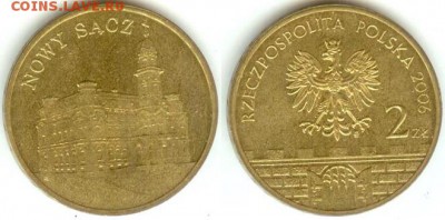 Польша Новы Сонч 2 злотых 2006 до 21.00 мск 24.10.14 - Польша 2 злотых 2006