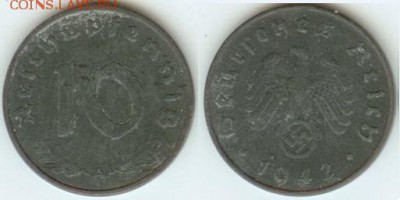 Германия 10 пфеннигов 1942 А до 21.00 по Москве 25.10.2014 - Германия 10 пфеннингов 1942 -А