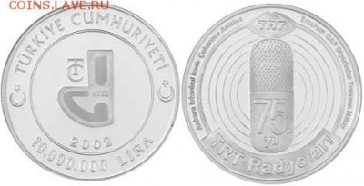 Монеты на IT-тематику - Турция 10000000 лир 2002