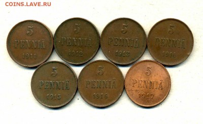 Монеты Русской, буржуазной, современной Финляндии 1865 -2001 - 5 п.1911-15.р