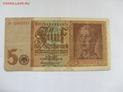 5 марок 3 рейх 1942 год.До 23.10.2014 в 23:59 МСК. - Аук 5 марок 1942 1-1.JPG