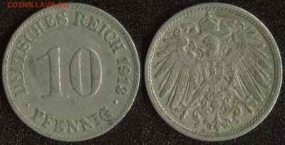 Германия (Империя) 10 пфеннигов 1913A до 22:00мск 24.10.14 - Германия (Империя) 10 пфеннигов 1913