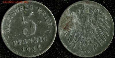 Германия (Империя) 5 пфеннигов 1916F до 22:00мск 24.10.14 - Германия 5 пфеннигов 1916