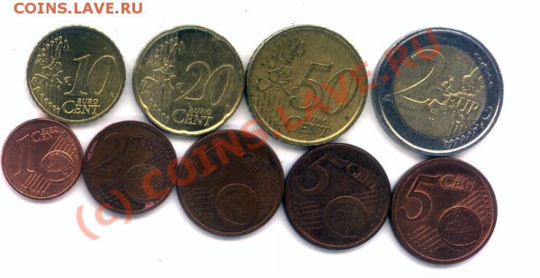 L3 Набор евромонет 9 шт. до 28.04 в 22.00 - L3 eur-2