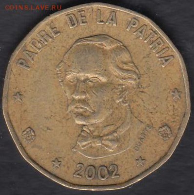 Доминиканская Республика 1 песо 2002 до 25.10.2014 22-00 - Доминиканская Республика 1 песо 2002 р