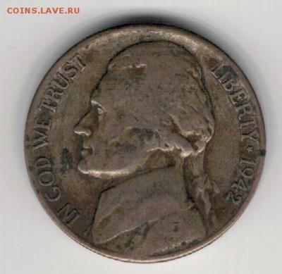 Ag США 5 ЦЕНТОВ 1942S ДО 30.10.14 В 22.00МСК (А191) - 5-сша5ц42