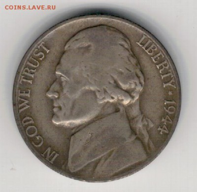 Ag США 5 ЦЕНТОВ 1944D ДО 30.10.14 В 22.00МСК (А191) - 5-сша5ц44Д