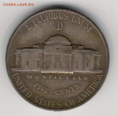 Ag США 5 ЦЕНТОВ 1944D ДО 30.10.14 В 22.00МСК (А191) - 5-сша5ц44Д1