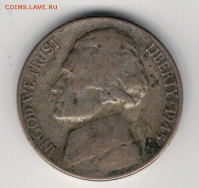 Ag США 5 ЦЕНТОВ 1945S ДО 30.10.14 В 22.00МСК (А191) - 5-сша5ц45С