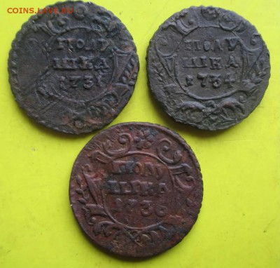 3полушки 1731,1734,1736г до 27октября - 3полушки1
