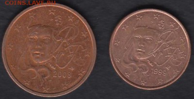 Франция 1 и 2 евроцента до 26.10.2014 22-00 - Дания 1 и 2 эре 12 подборок аЦ