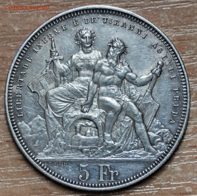 5 франков 1883 Лугано (стрелковый талер) - 2-