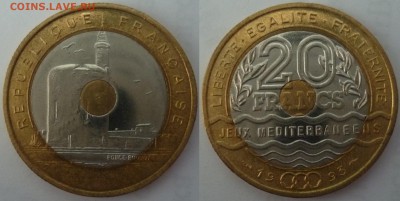 ДК Иностранные,Биметалл,Спорт,Канада,Корабли,Война 25 р - Франция 20 франков Средиземноморские игры.JPG