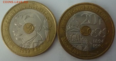 ДК Иностранные,Биметалл,Спорт,Канада,Корабли,Война 25 р - Франция 20 франков Олимпиада.JPG