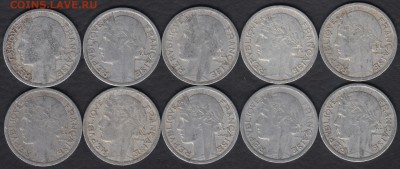 Франция 1 франк 1944-50 10 шт. Алюминий до 27.10.2014 22-00 - Франция 1 франк Алюминий р