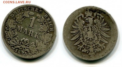 Германия , 1 марка 1875 "С", Ag900 , до 31.10. в 22:15 - 4