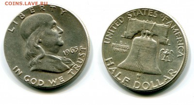 2 доллара, 1963 г. Франклин, Ag 900  XF  , до 31.10. - пфы