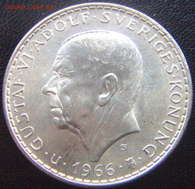 Швеция_памятные 5 крон 1966_отличное серебро; до 27.10_22.06 - 8194