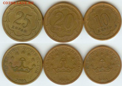 Монеты Таджикистана-3шт. 2001-06г., до 21.00 мск 03.11.2014 - Таджикистан
