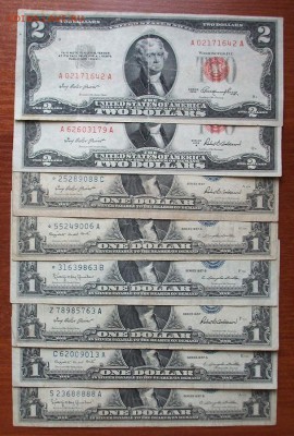 1 доллар США 18 шт 1935-57гг 2доллара США 1953-63 6шт - №1.JPG