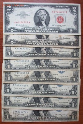 1 доллар США 18 шт 1935-57гг 2доллара США 1953-63 6шт - №2.JPG