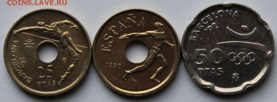 Испания. 25,25,50 песет 1990-92. Барселона. До 04.11.2014. - 1