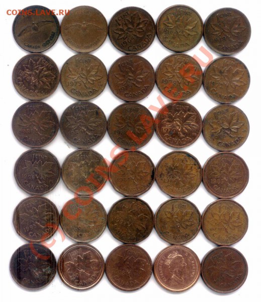 L26 Погодовка Канада 1 ц. 30 шт. 1939-2009 до 01.05 в 22.00 - L26 Canada 1 cent -1