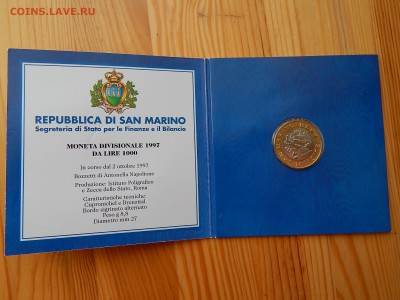 САН МАРИНО 1000 лир 1987 Unс (би-метал) в блистере - DSCN2434.JPG