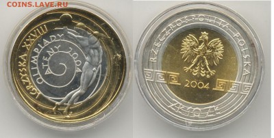 Польша 10 злотых 2004 г Олимпиада В Афинах Фикс - 10 зл