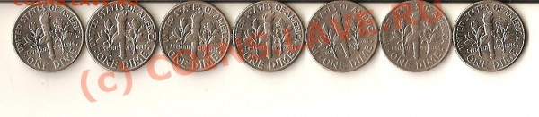 Дайм, США 7шт 2002,1983,1981,1984,1976,1968,2003г - сканирование0091