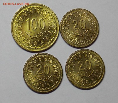 Тунис 20 и 100 миллимов -4 шт. отличные до 4.11 - монеты 096