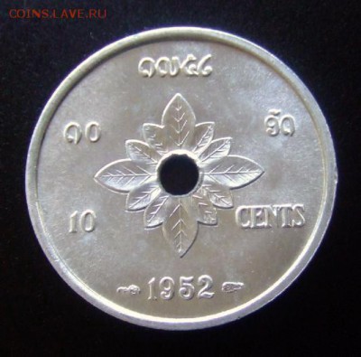 3 - Лаос 10 центов (1952) «Девушка» Р