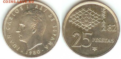 Испания 25 песет 1980, до 21.00 мск 10.11.14 - Испания 25 песет 1980 футбол