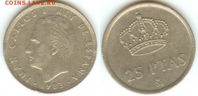 Испания 25 песет 1983, до 21.00 мск 10.11.14 - Испания 25 песет 1983