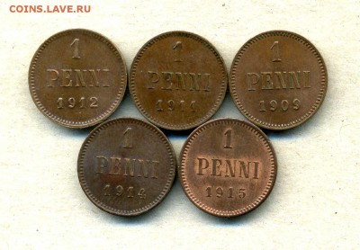 Монеты Русской, буржуазной, современной Финляндии 1865 -2001 - 1 п.1909-15.р