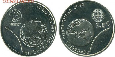 Португалия 2,5 евро 2008,2012,2014 Олимпиада Футбол, Фикс - 2,5 евро пекин