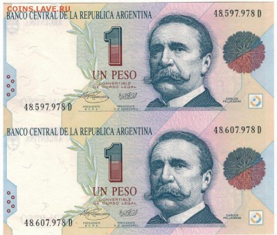 Аргентина песо 1993 (2шт., неразр.) 10.11 в 22.00мск (9154) - 1-ар1а