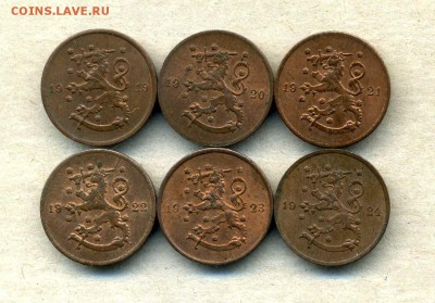 Монеты Русской, буржуазной, современной Финляндии 1865 -2001 - 1 п.1919-24.1