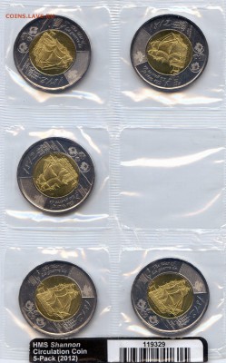 Канада.2012г. $2. Корабль HMS Шеннон. Набор из 5 шт до 9.11. - МонетыТутРФ026