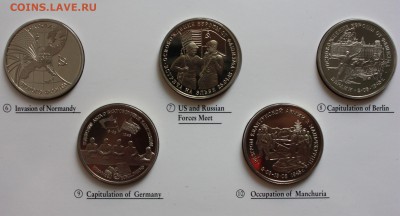 Набор №1 Великая Отечественная война (10 монет) 1991-95 гг - монеты 6-10 реверс.JPG