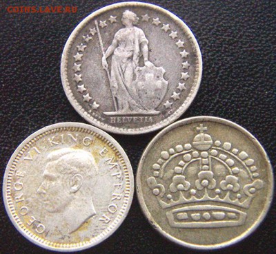 3 серебряные монеты 1920-1945-1957; до 05.11_22.22мск - 8824