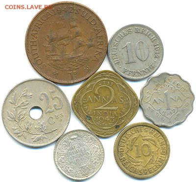7 зарубежных монет 1912-1947 включая серебро; до 05.11_22.38 - 8220