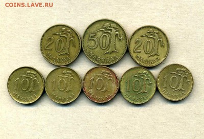 Монеты Русской, буржуазной, современной Финляндии 1865 -2001 - 10,20,50 м.1952-62.2