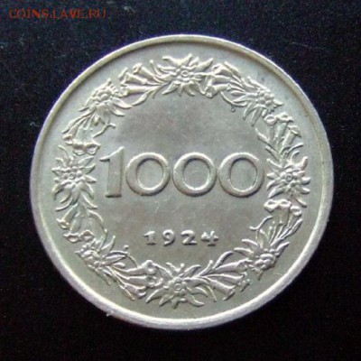 3 - Австрия 1000 грошей (1924) «Девушка в шляпе» UNC Р